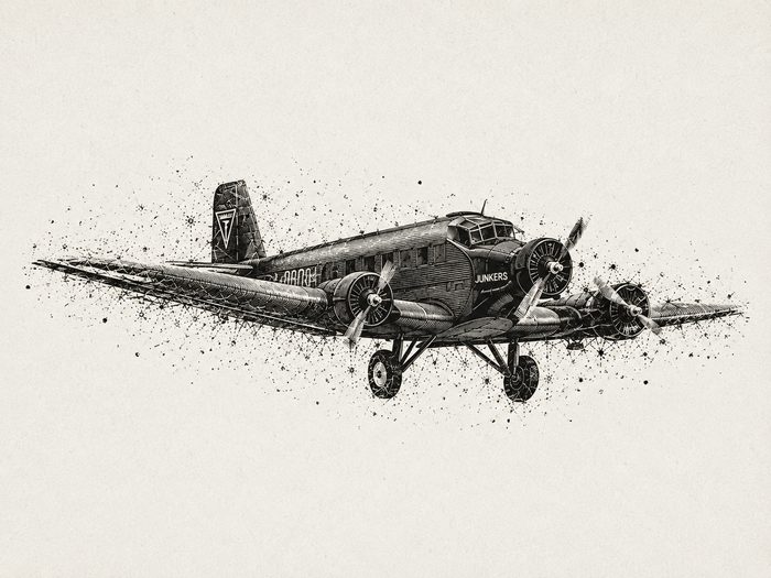 Flugzeug im Vintage-Holzschnitt-Stil