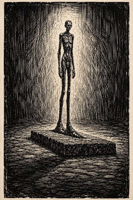 Verblasster Schatten einer Statue