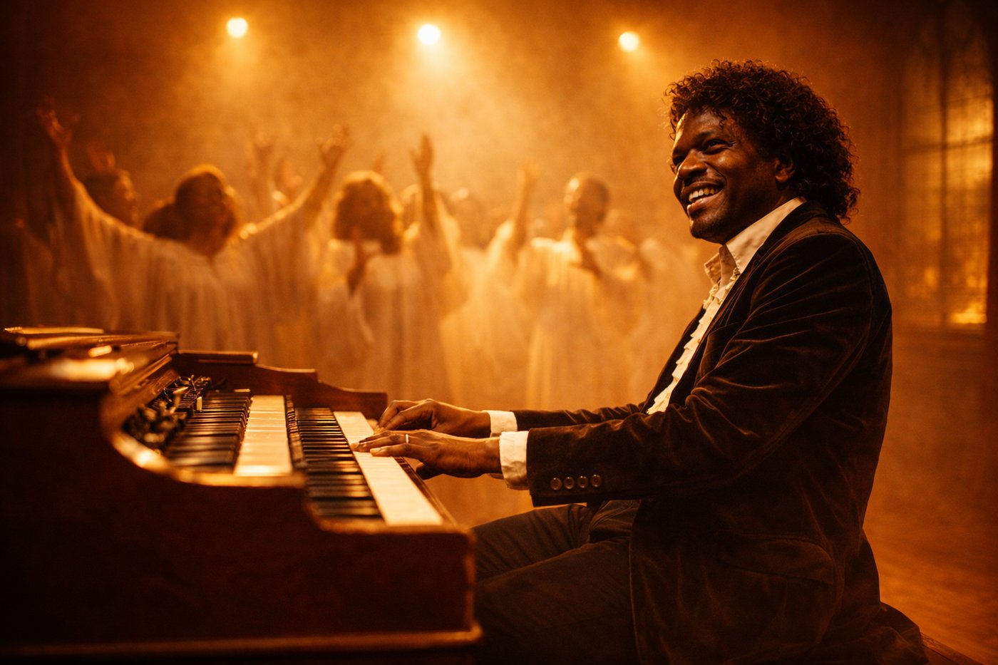 Billy Preston am Hammond-Orgel im Gottesdienst
