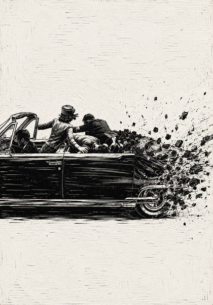 Explosive ride in monochrome chaos