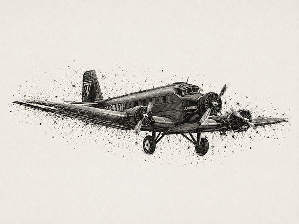 Flugzeug im Vintage-Holzschnitt-Stil