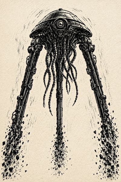 Mechanische Kriegsmaschine im Zerfall