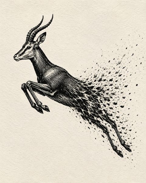 Sprungene Antilope in Bewegung