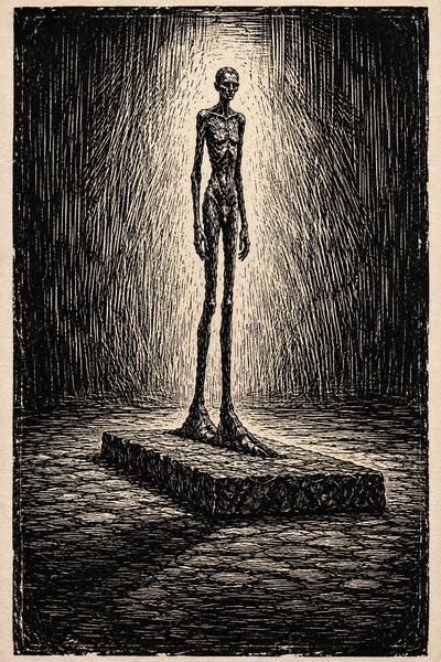 Verblasster Schatten einer Statue