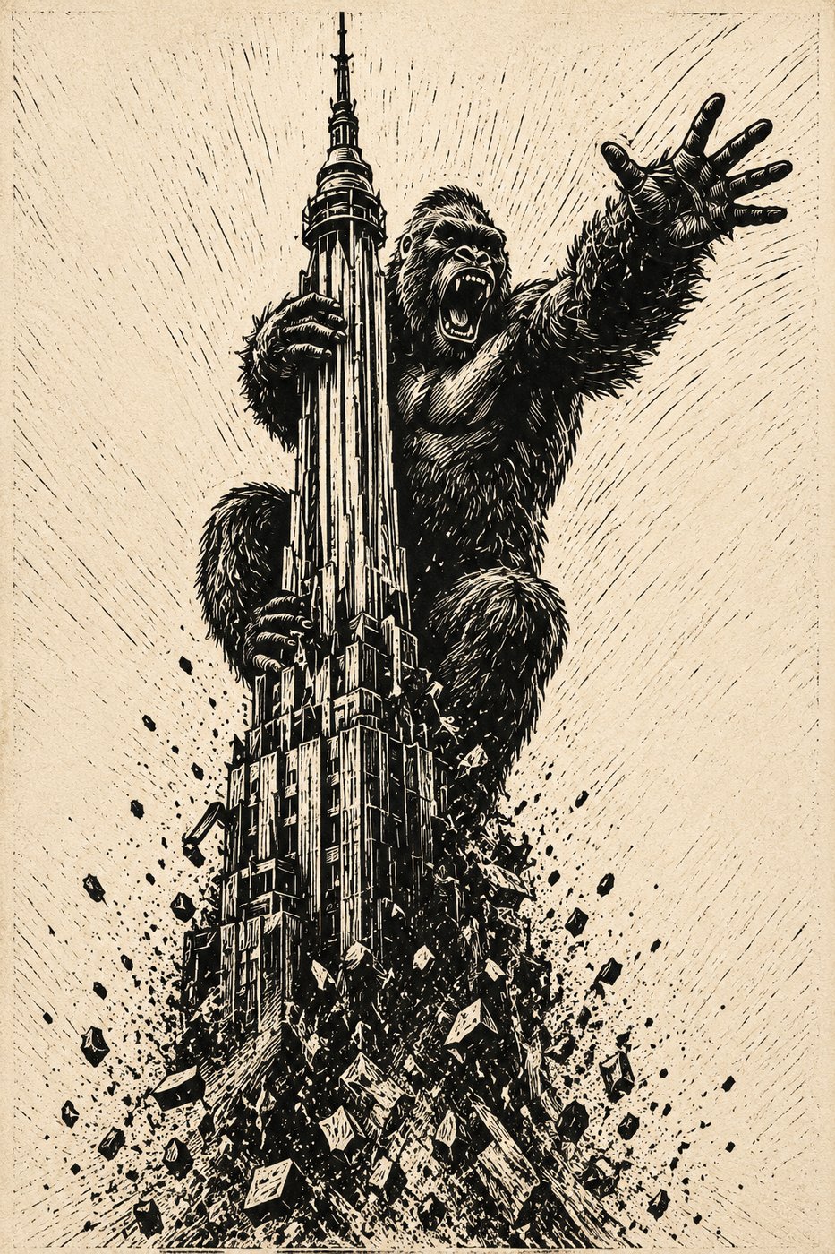 Der gorilla und der wolkenkratzer