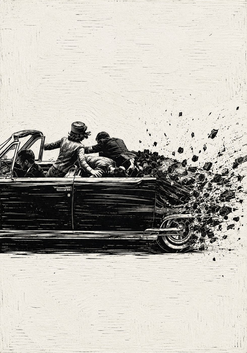 Explosive ride in monochrome chaos