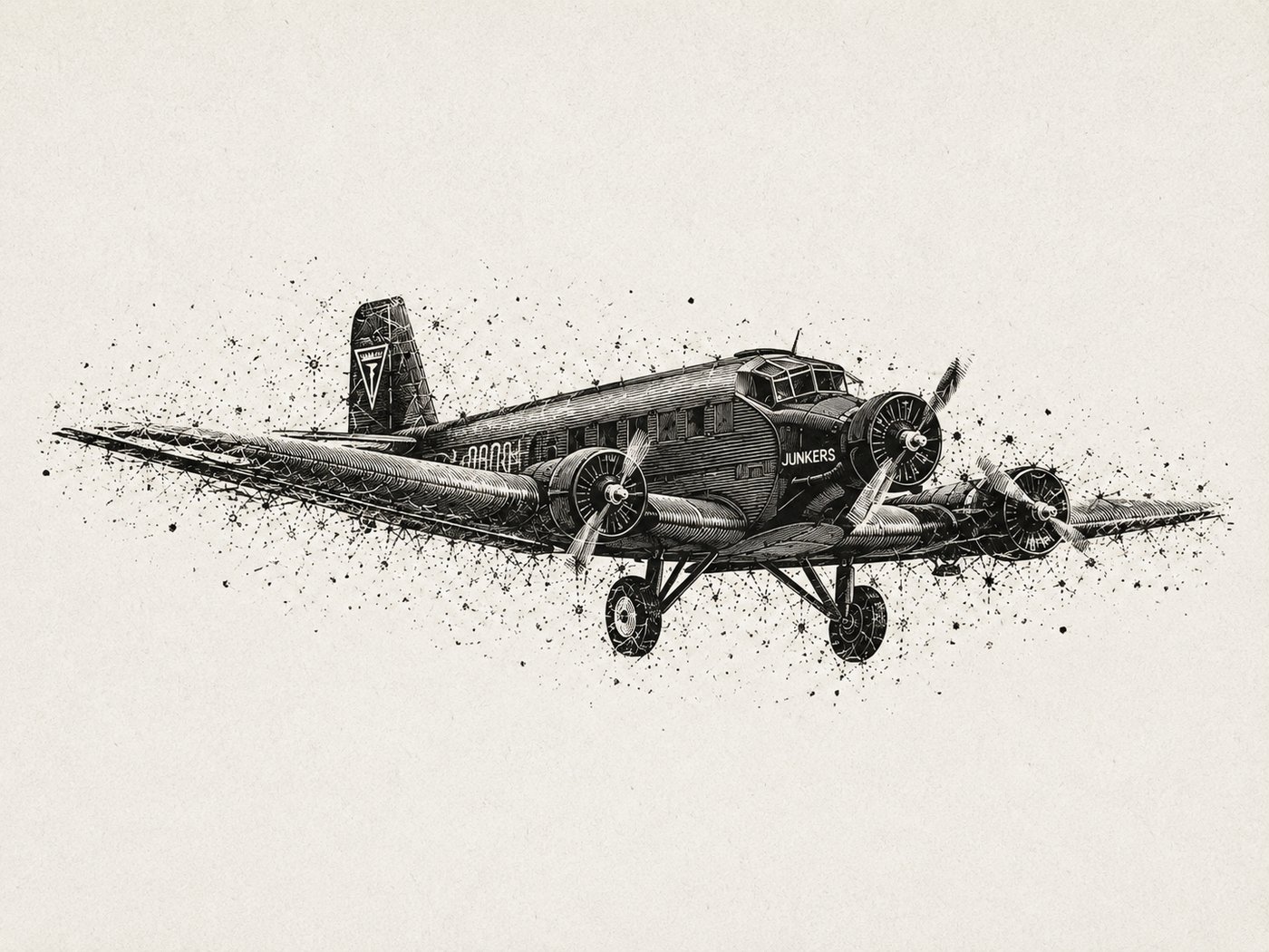 Flugzeug im Vintage-Holzschnitt-Stil