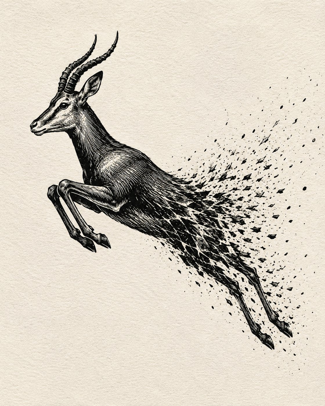 Sprungene Antilope in Bewegung