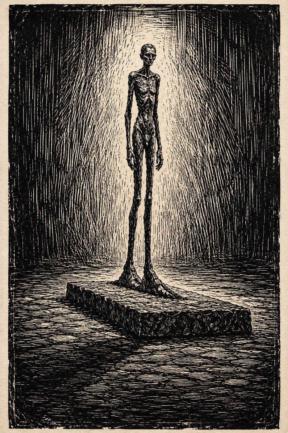 Verblasster Schatten einer Statue