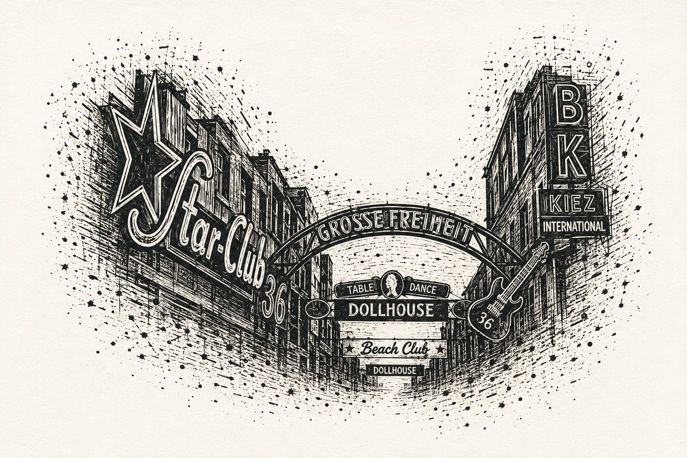 Vintage Hamburg St. Pauli nightlife scene