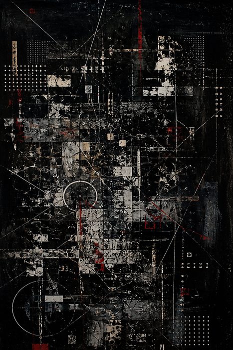 Industrielle Collage mit geometrischen Formen