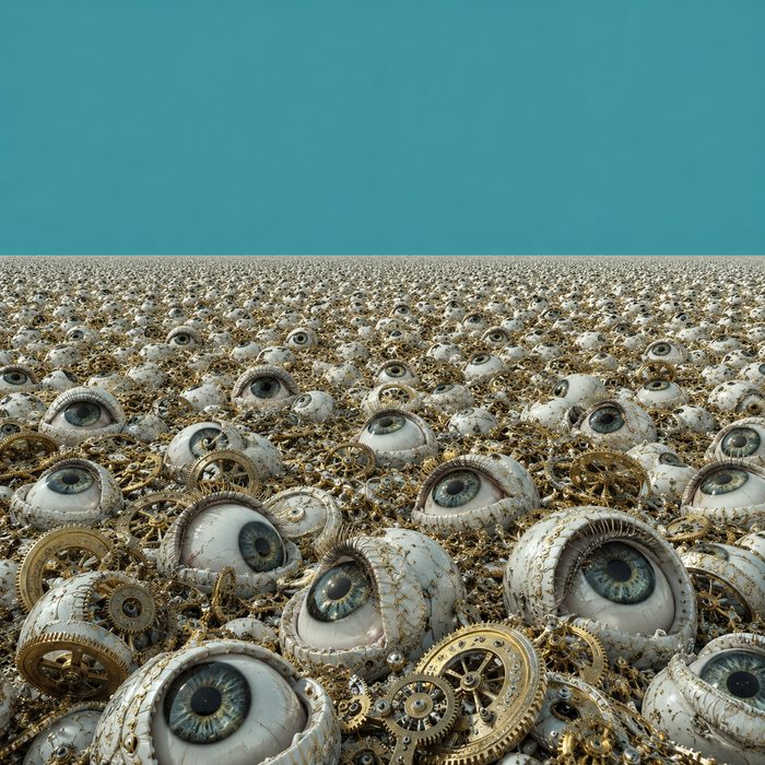 Unendliche Welt aus Augen und Zahnrädern