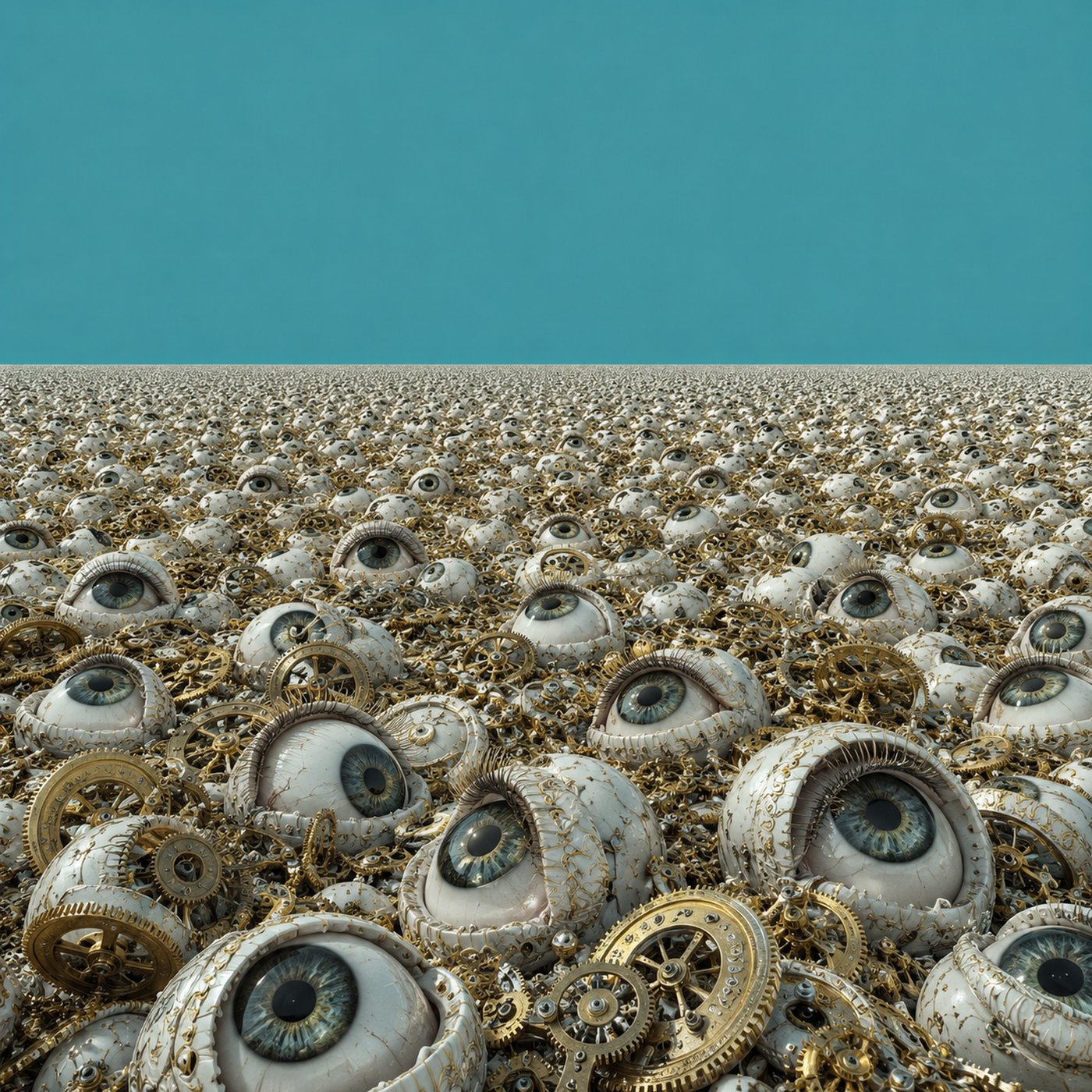 Unendliche Welt aus Augen und Zahnrädern
