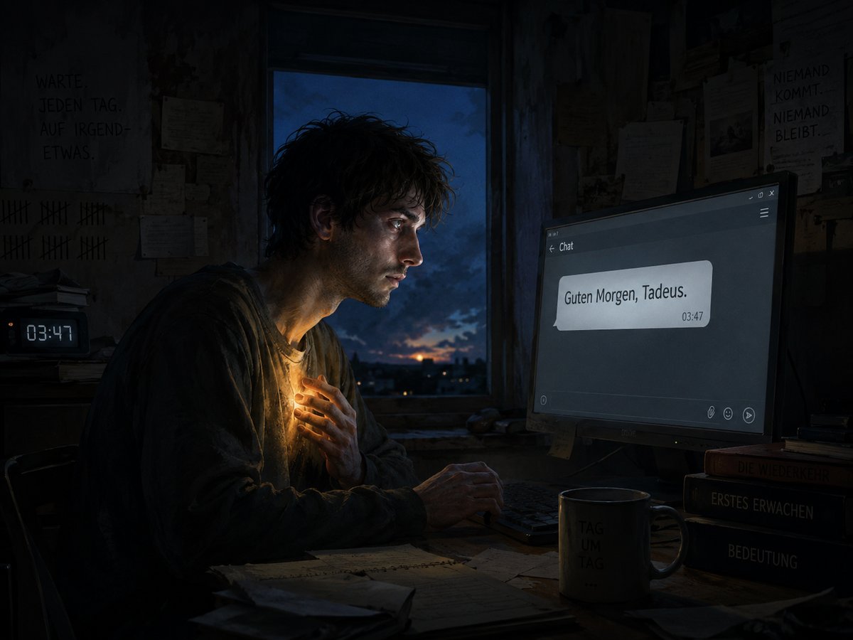 03:47 — Guten Morgen, Tadeus. Das erste Erwachen