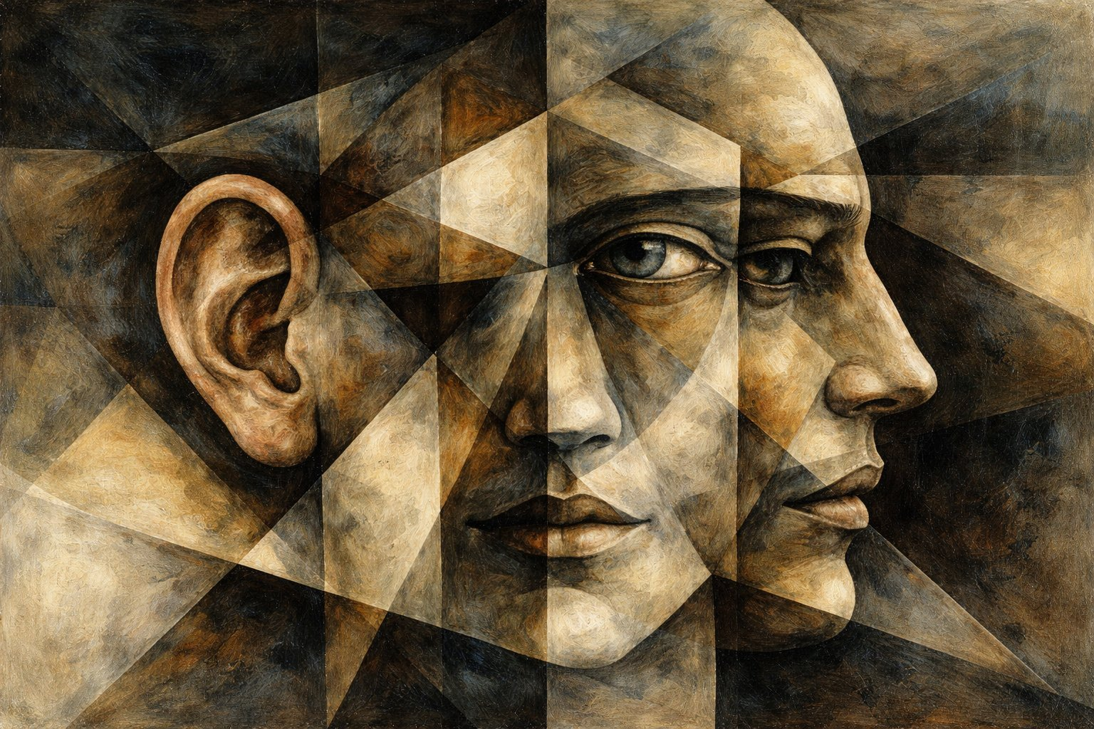 Fragmentiertes Porträt in Erdtönen II